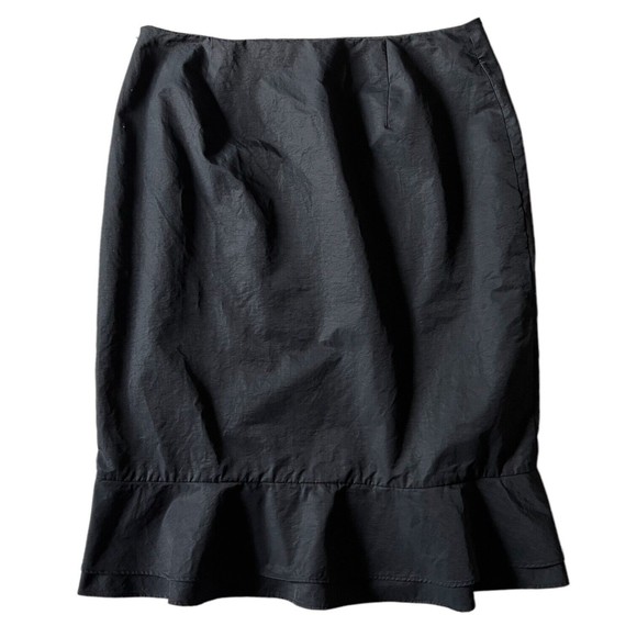 British India Black Skirt Ruffle Bottom Trumpet Style w/ Flounce Women's Size 9 - Picture 2 of 11